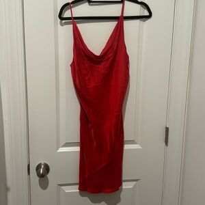 Red silk blue life mini dress worn once. Dry cleaned.